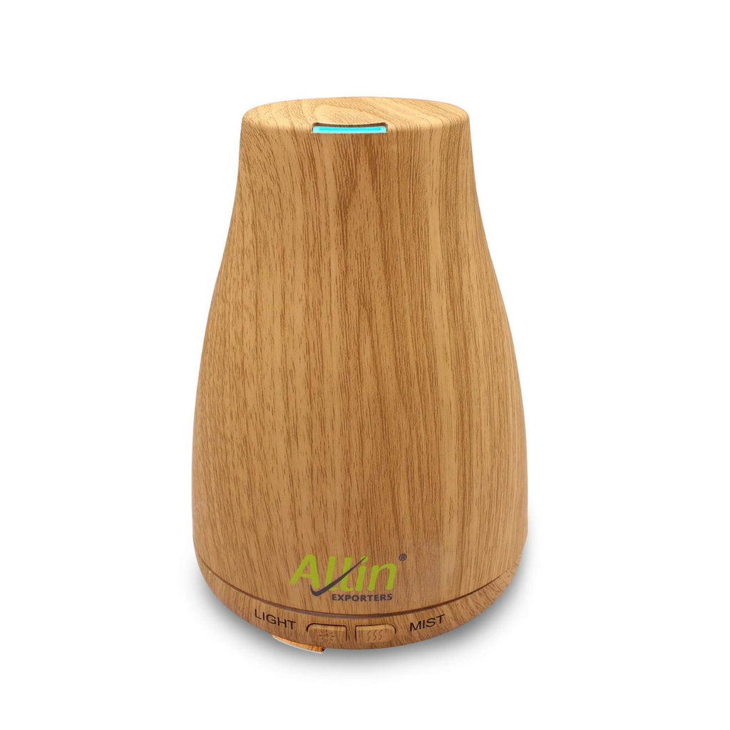 Allin Exporters DT-105LW Aromatherapy Diffuser Essential Oil 4 in 1 to Purify, Ionize, Humidify & Spread Aroma Ultrasonic Humidifier Cool Mist with 7 Color Changing LED Lights (200ml, Light Wood)