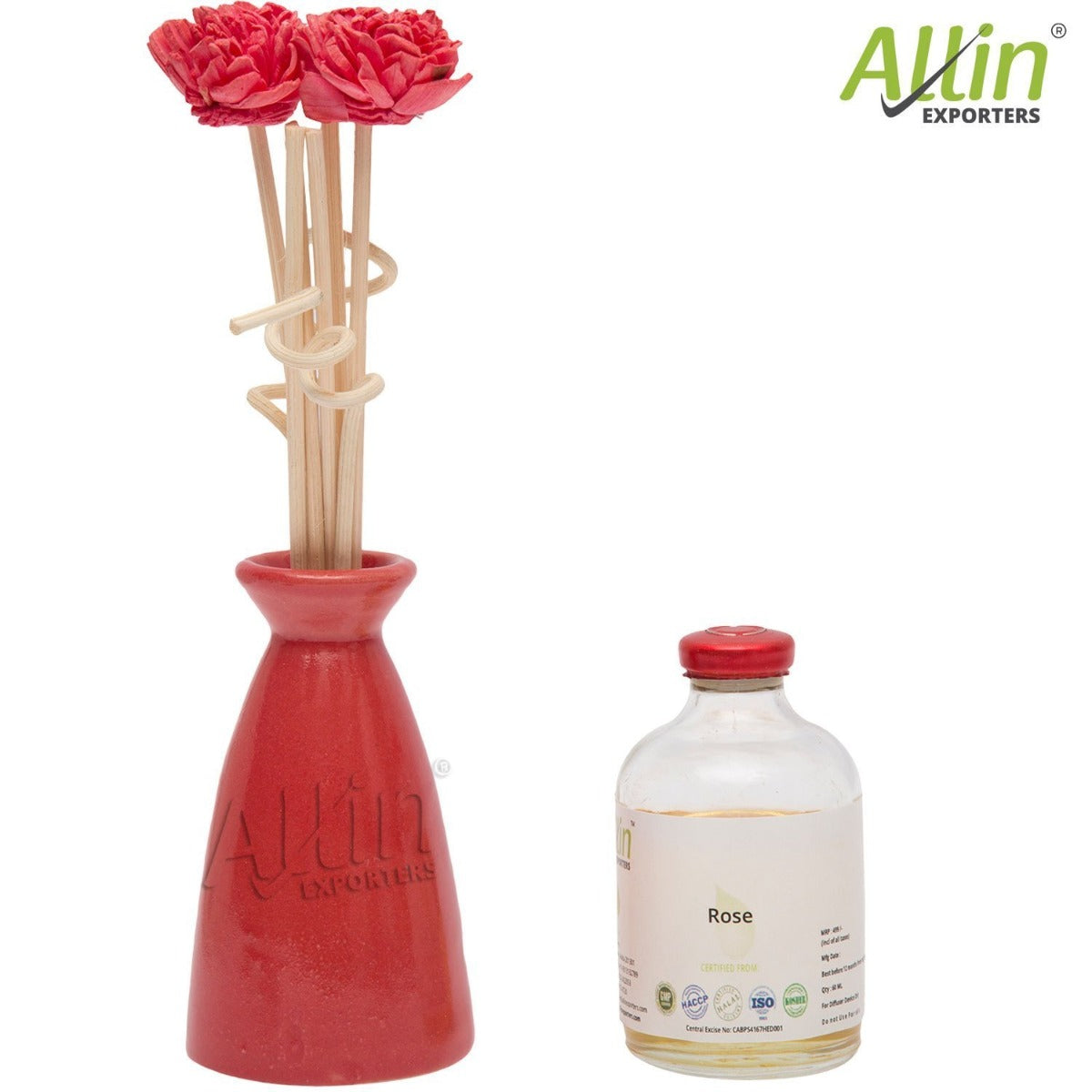 Allin Exporters Scented Reed Diffuser Ceramic Pot Gift Set with Lavender Aroma Oil