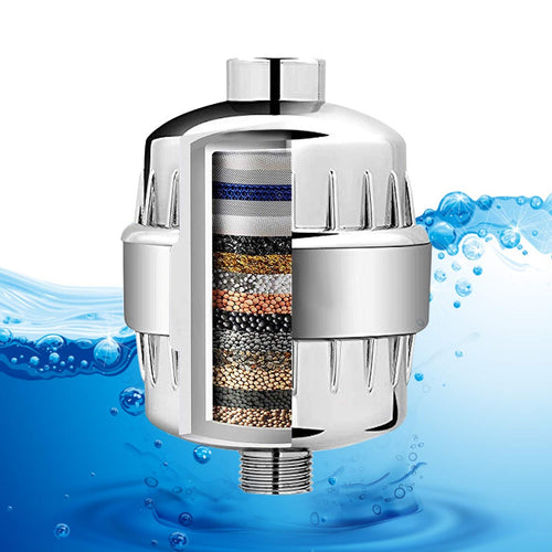 Allin Exporters 15 Stage Shower Filter Tap Hard Water Softener with Replaceable Multi-Stage Cartridge Activated Carbon for Chlorine Removal, Skin & Hair Conditioning