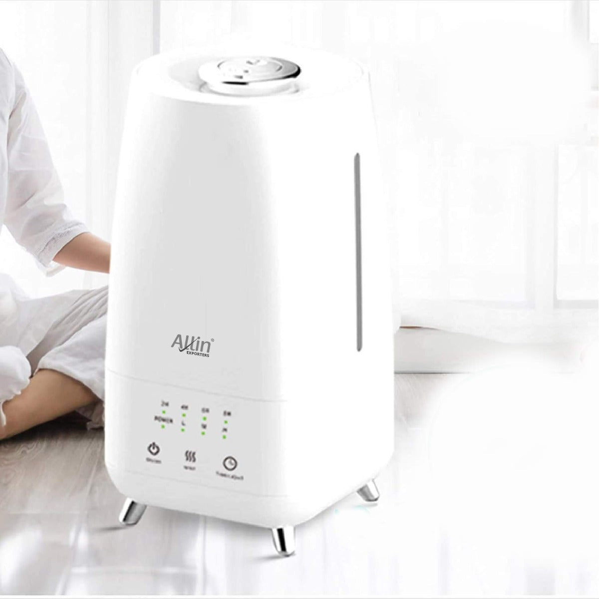 Allin Exporters LH-2029-A Top Fill Ultrasonic Humidifier & Air Purifier with Adjustable Cool Mist, Timer & Waterless Auto-Off Ideal for Home, Bedroom, Office, Baby Room (3.0L, Silver)