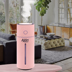 Allin Exporters Mini Ultrasonic Humidifier USB Portable Air Purifier Nano Atomization with LED Light & Filter Type for Car, Office Table, Cabin and Small Rooms (160 ml, Pink)