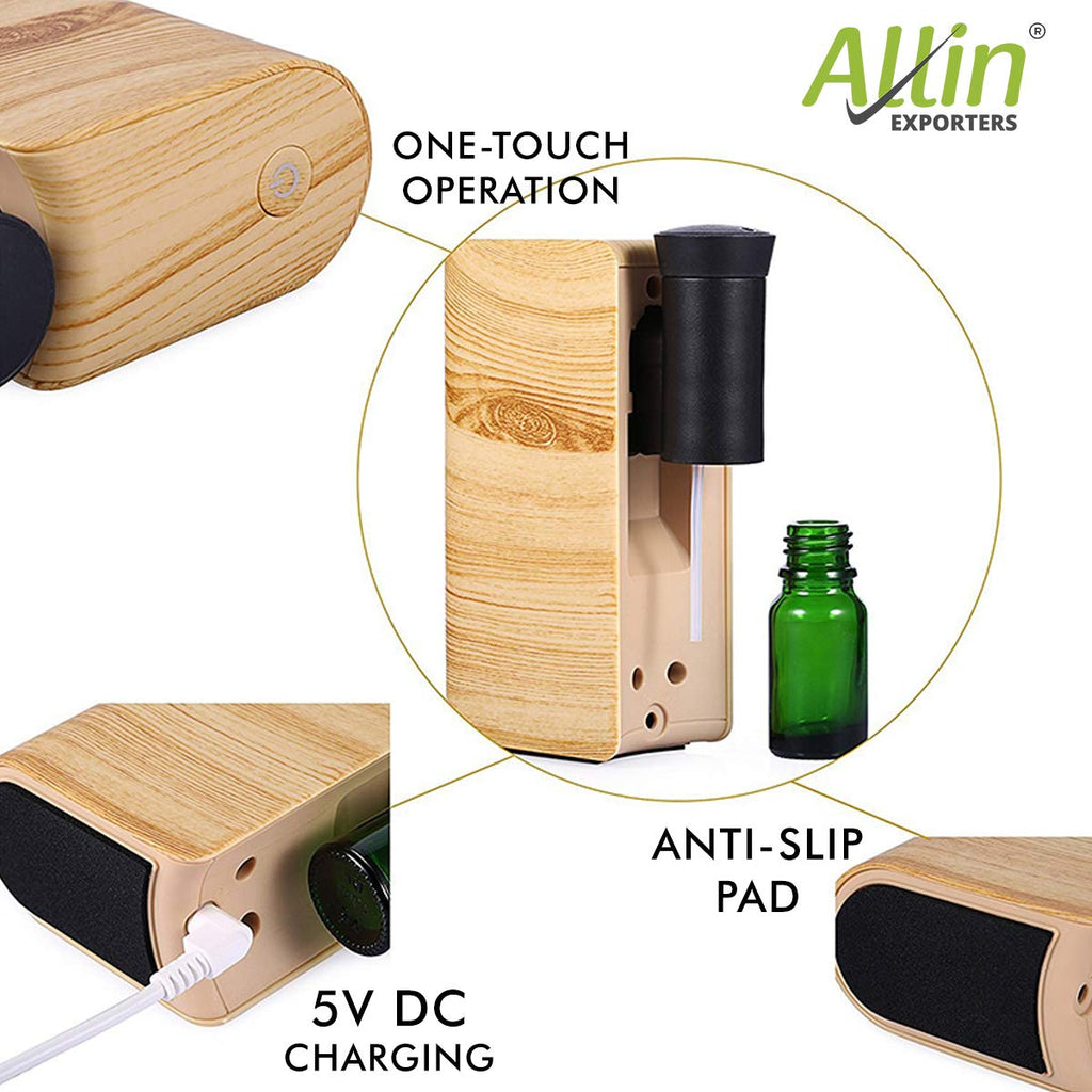 Allin Exporters Waterless Essential Oil Aroma Diffuser Air Purifier Wireless & Portable Rechargeable Aromatherapy Nebulizer for Home Car Office Yoga Spa (3W)