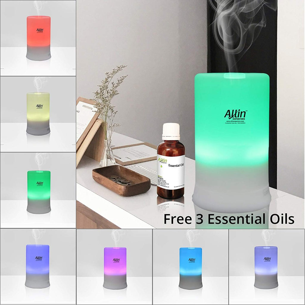Allin Exporters DT-2109 100 ml Aroma Diffuser & Ultrasonic Humidifier with 3 Free 15ml Lavender, Peppermint and Cedarwood Oil