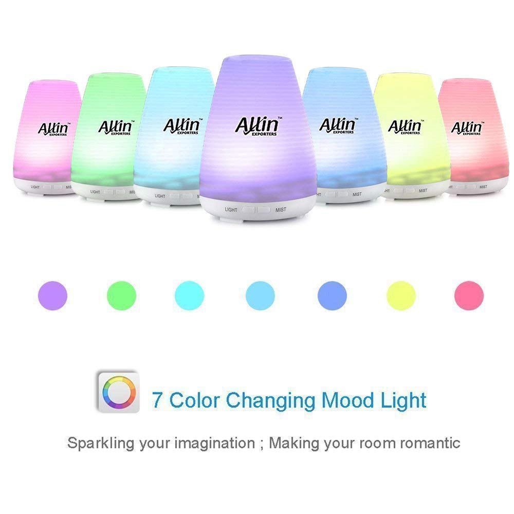 Allin Exporters DT-1508B 100ml 2 in 1 Ultrasonic Humidifier & Essential Oil Aroma Diffuser Cool Mist with 7 Color LED Lights