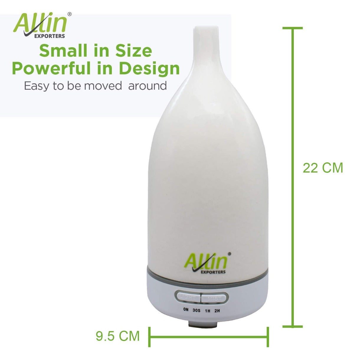 Allin Exporters DT-102T Aromatherapy Ceramic Diffuser Essential Oil 4 in 1 to Purify, Ionize, Humidify & Spread Aroma Ultrasonic Humidifier Cool Mist with 7 Color Changing LED Lights (100ml, Ceramic)