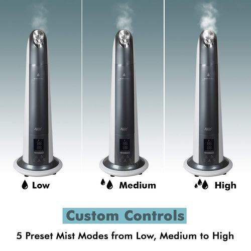 Allin Exporters H-189 Cool Mist Ultrasonic Floor Humidifier, Negative Ion Generator, Air Purifier with LED Display, Remote Control and Timer (Grey, 6L)