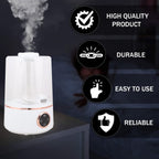 Allin Exporters LP-2112B Ultrasonic Humidifier Cool Mist Air Purifier with Remote Control & Digital LED Display for Dryness, Cold & Cough Large Capacity for Room, Baby, Plants, Bedroom (3.5L)