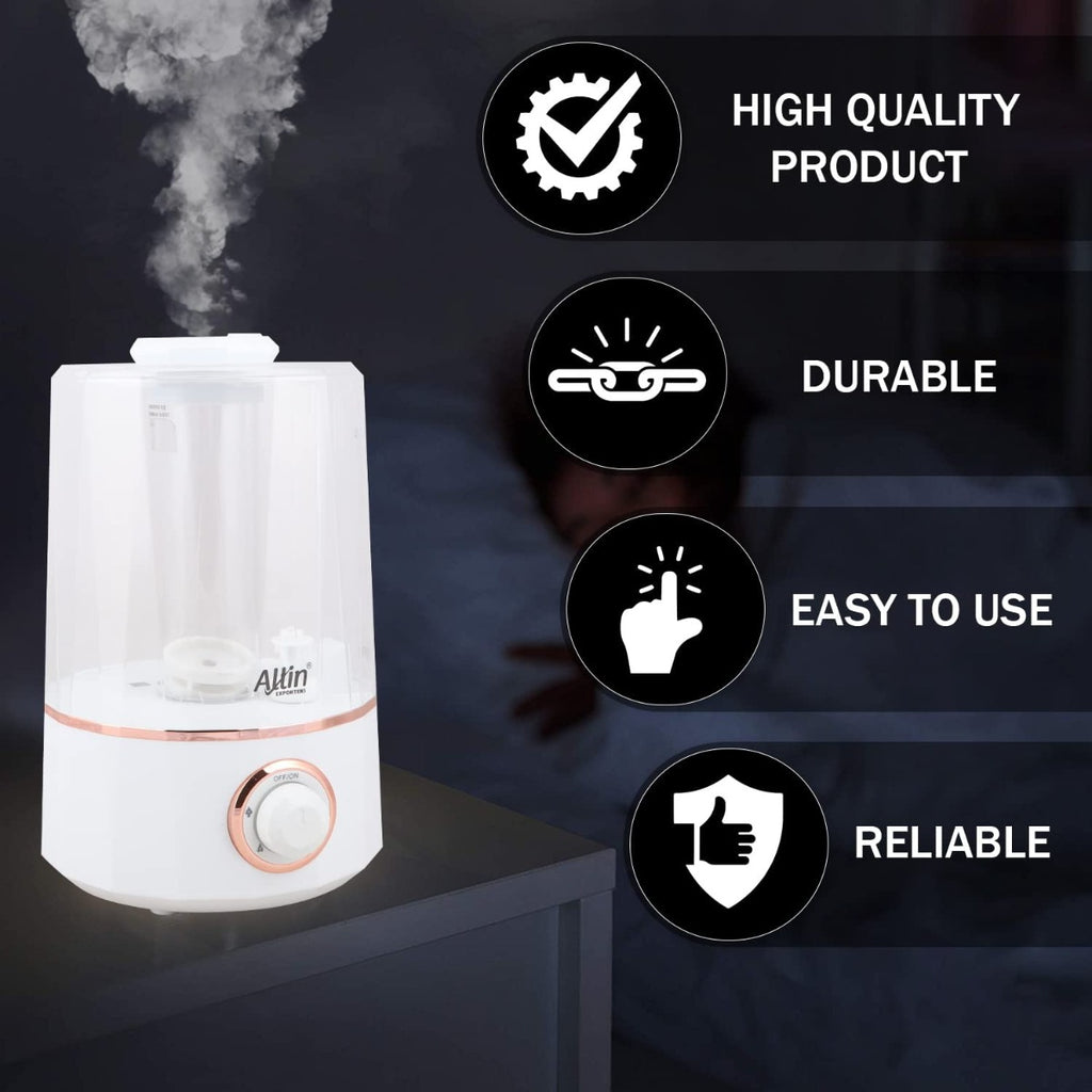 Allin Exporters LP-2112W Ultrasonic Humidifier Cool Mist Air Purifier for Dryness, Cold & Cough Large Capacity for Room, Baby, Plants, Bedroom (3.5L)