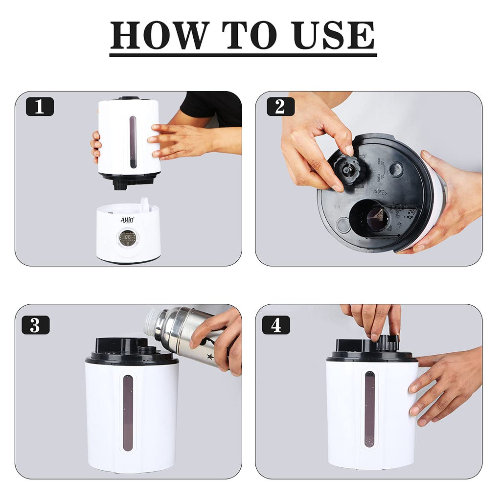 Allin Exporters J816 Ultrasonic Humidifier Cool Mist Air Purifier with Remote Control & Digital LED Display for Dryness, Cold & Cough Large Capacity for Room, Baby, Plants, Bedroom (3L)