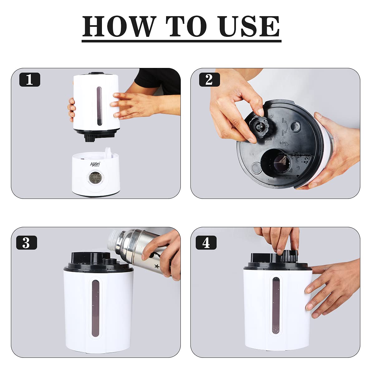 Allin Exporters J816 Ultrasonic Humidifier Cool Mist Air Purifier with Remote Control & Digital LED Display for Dryness, Cold & Cough Large Capacity for Room, Baby, Plants, Bedroom (3L)