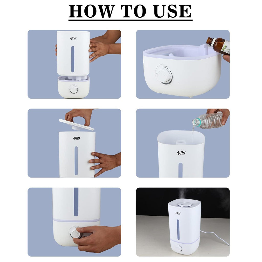 Allin Exporters J2023 Ultrasonic Humidifier Cool Mist Air Purifier for Dryness, Cold & Cough Large Capacity for Room, Baby, Plants, Bedroom (4.3L)