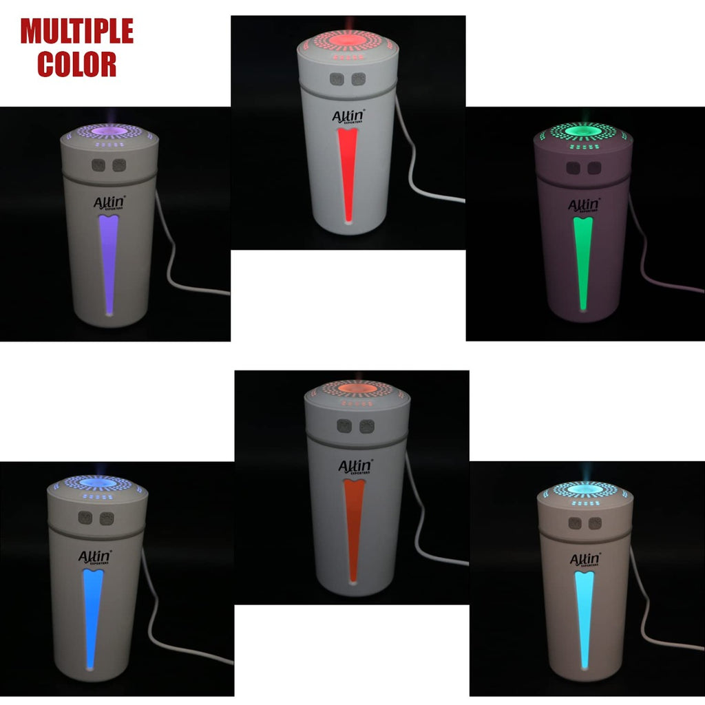 Allin Exporters Mini Ultrasonic Humidifier USB Portable Air Purifier Nano Atomization with LED Light & Filter Type for Car, Office Table, Cabin and Small Rooms (160 ml, White)