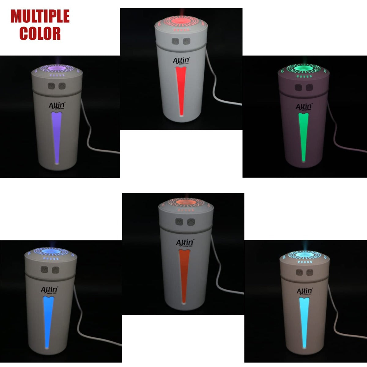 Allin Exporters Mini Ultrasonic Humidifier USB Portable Air Purifier Nano Atomization with LED Light & Filter Type for Car, Office Table, Cabin and Small Rooms (160 ml, White)