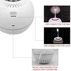 Allin Exporters 3-in-1 Mini Ultrasonic Humidifier with USB Fan & Reading Night Light Portable Air Purifier Nano Atomization for Car, Office Table, Cabin and Small Rooms (160 ml, White)