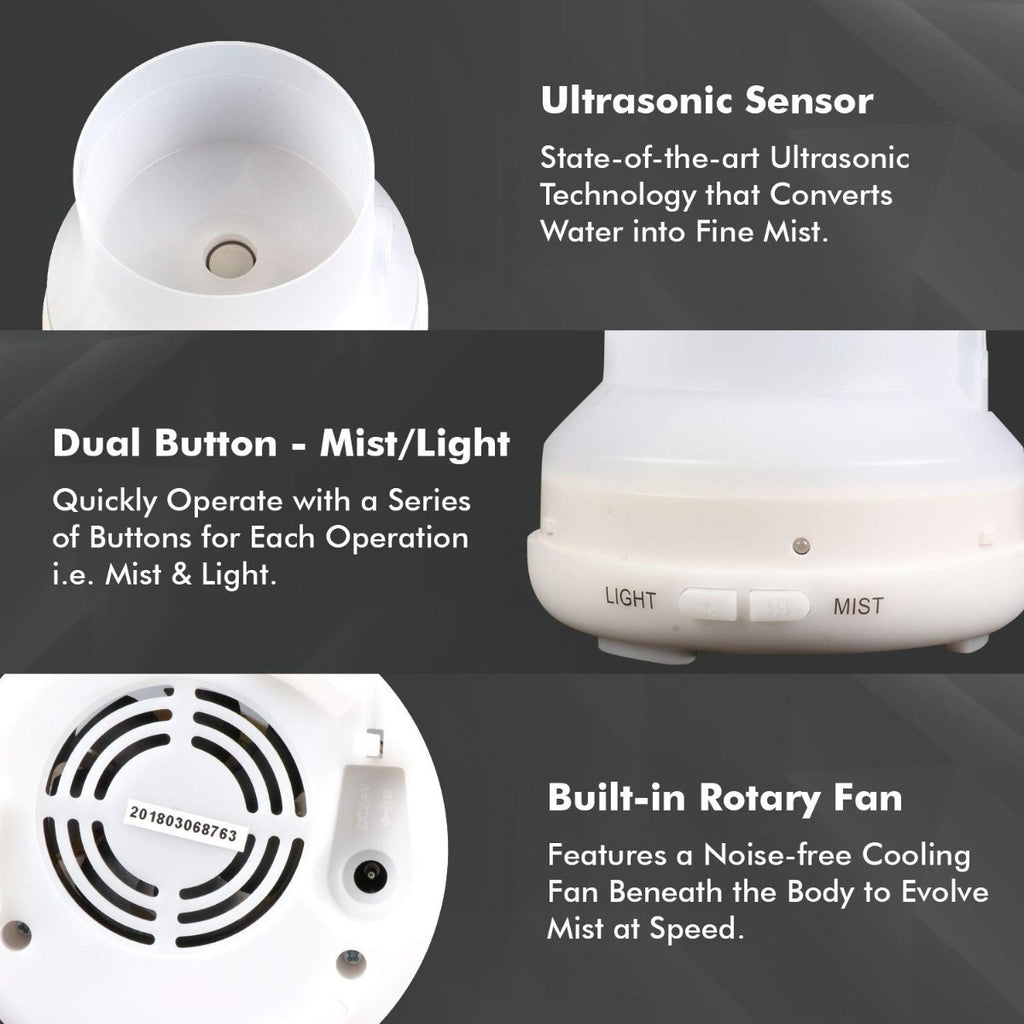 Allin Exporters DT-1508B 100ml 2 in 1 Ultrasonic Humidifier & Essential Oil Aroma Diffuser Cool Mist with 7 Color LED Lights