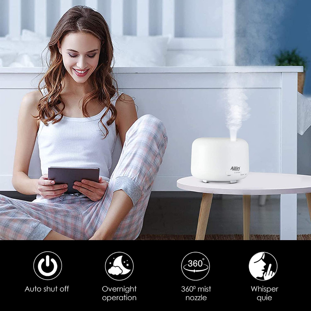 Allin Exporters DT-168G 500 ml Ultrasonic Humidifier & Essential Oil Aroma Diffuser with Timer and 7 Colorful LED Light Modes