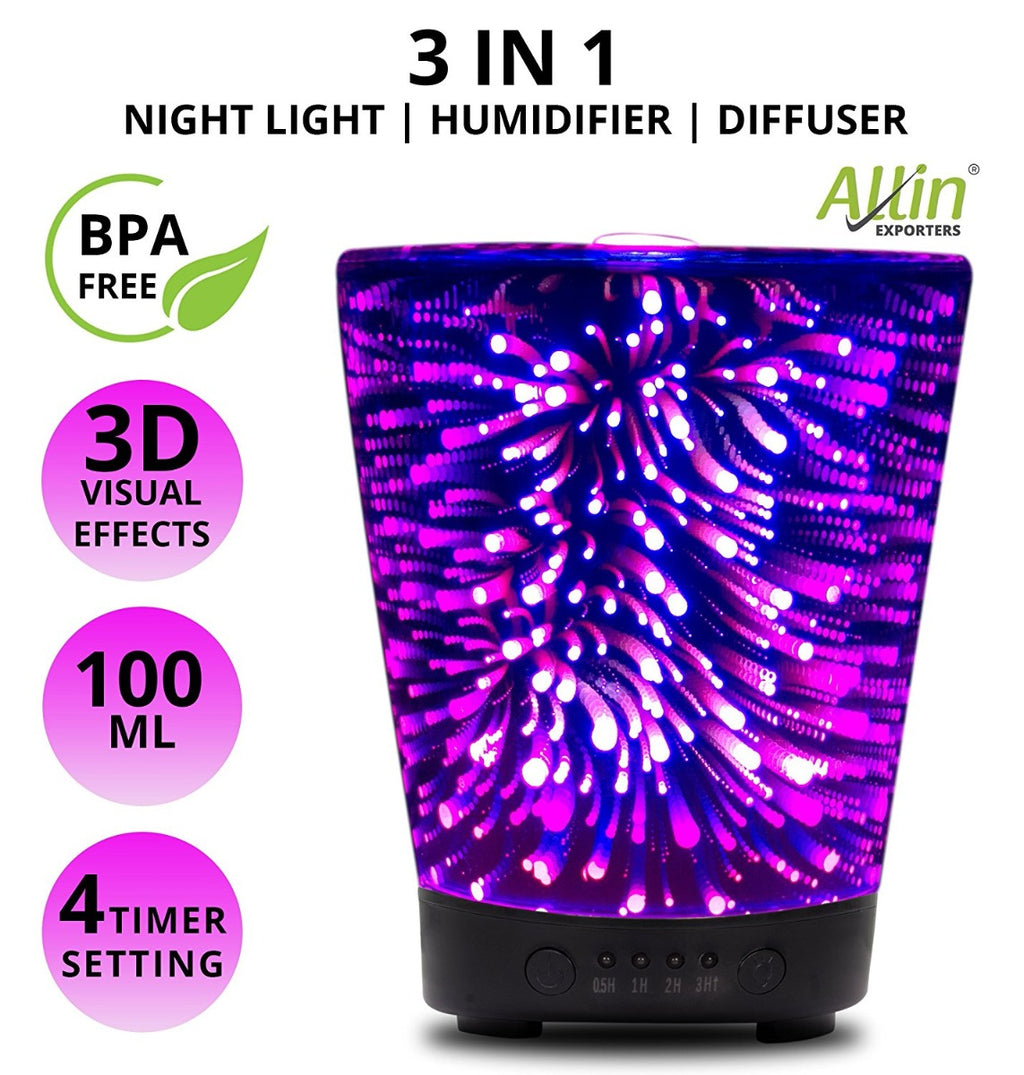 JM-257 3D Effect Ultrasonic Diffuser Air Humidifier (100ml, Silver)