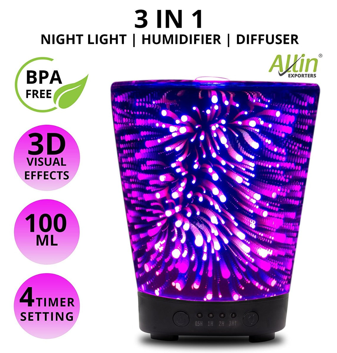 JM-257 3D Effect Ultrasonic Diffuser Air Humidifier (100ml, Silver)