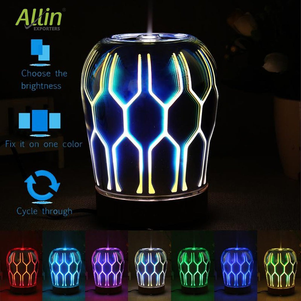 JM-256 3D Effect Ultrasonic Diffuser Air Humidifier (100ml, Golden)