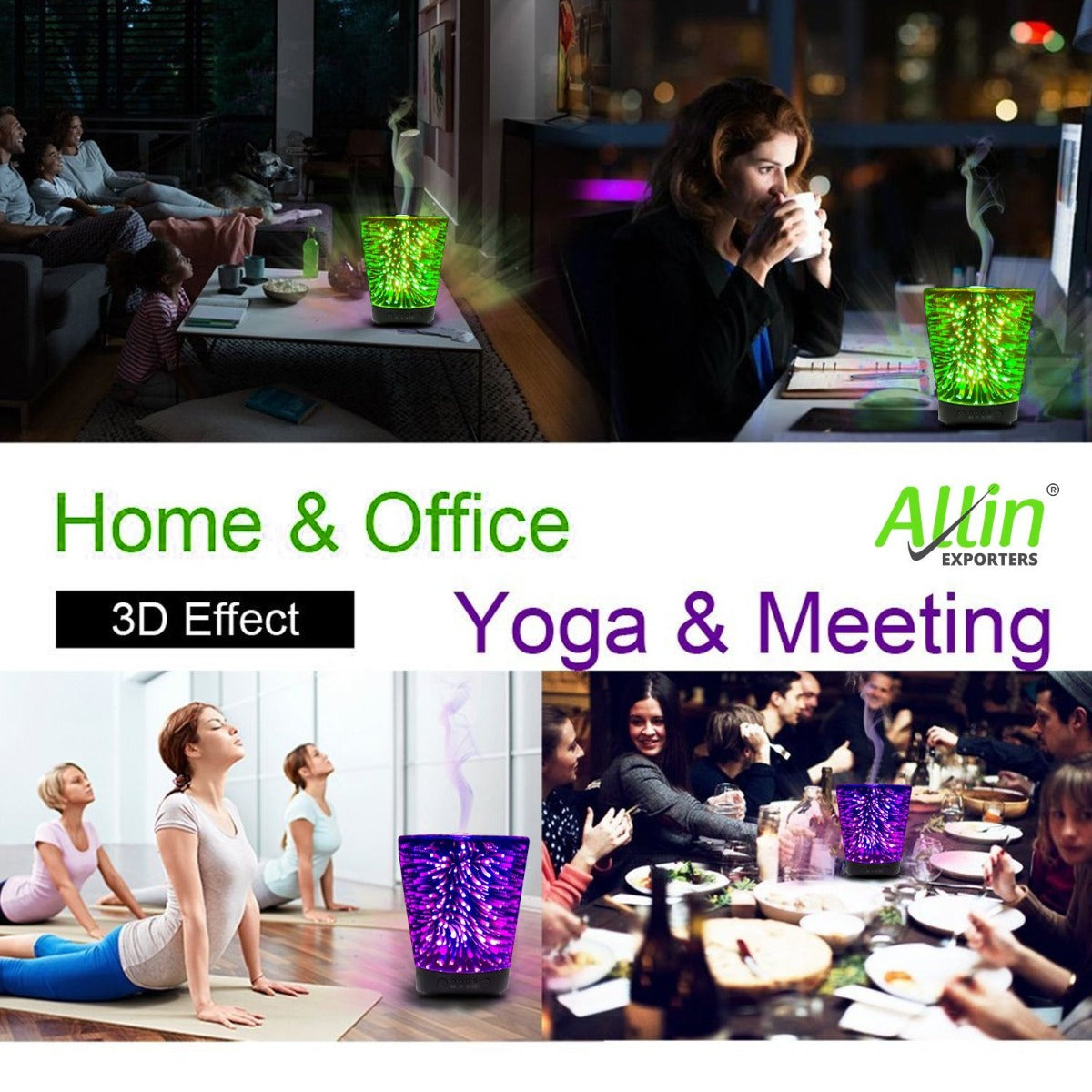 JM-257 3D Effect Ultrasonic Diffuser Air Humidifier (100ml, Silver)