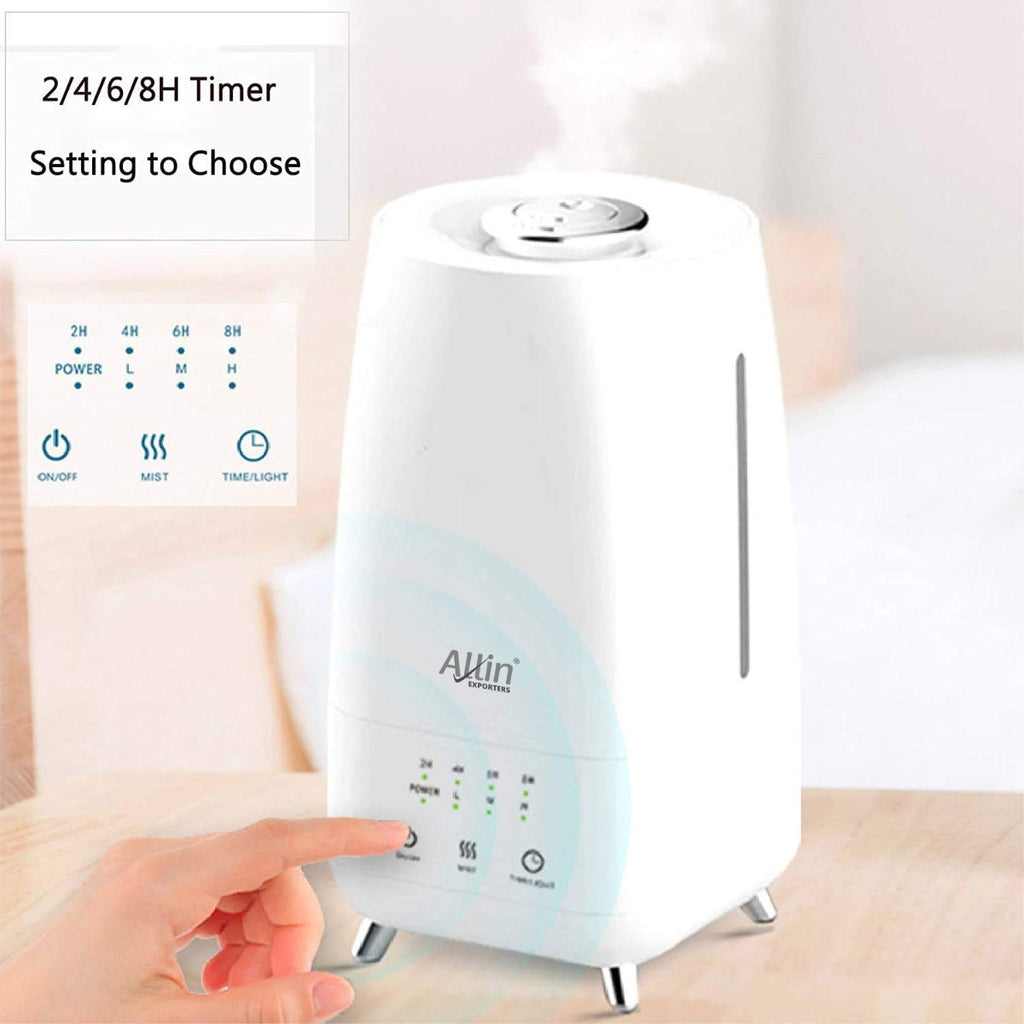 Allin Exporters LH-2029-A Top Fill Ultrasonic Humidifier & Air Purifier with Adjustable Cool Mist, Timer & Waterless Auto-Off Ideal for Home, Bedroom, Office, Baby Room (3.0L, Silver)