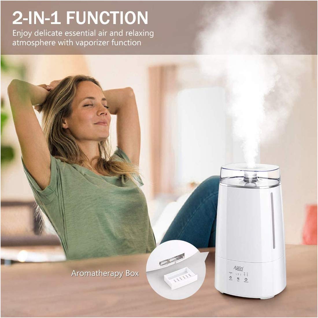 Allin Exporters LH-2028(192) Top Fill Ultrasonic Humidifier & Air Purifier with Adjustable Cool Mist, Timer & Waterless Auto-Off Ideal for Home, Bedroom, Office, Baby Room (3.5L, White)