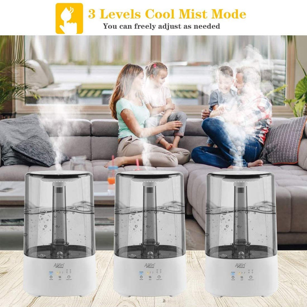 Allin Exporters 2027B Humidifier With Touch Screen For Cold And Cough, Easy Top Fill Ultrasonic Cool Mist Room for Baby Bedroom With Night Light (3.5 Litre , Grey, 10 to 12 hour continuous running time)