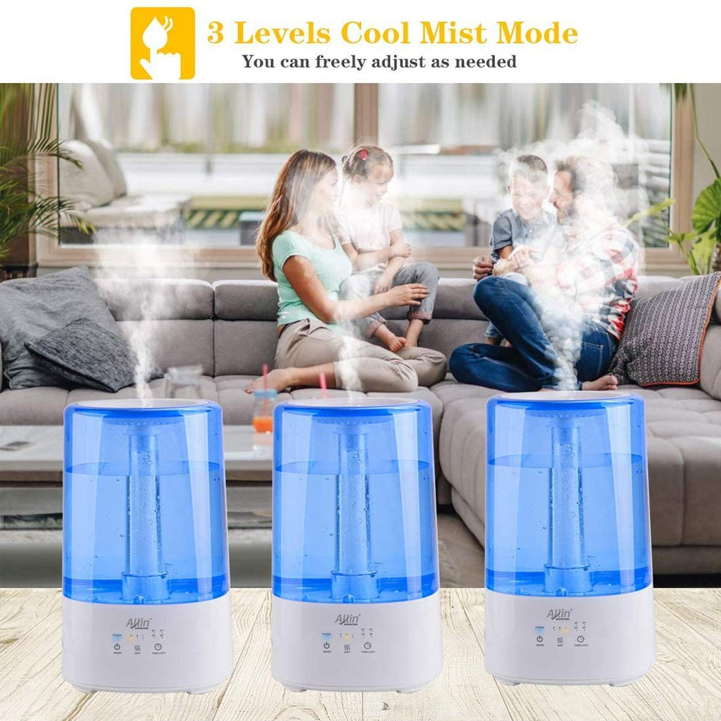 Allin Exporters Humidifier with Touch Screen for Cold and Cough, Easy Top Fill Ultrasonic Cool Mist Room for Baby Bedroom Night Light (3.5 Litre, 10 to 12 Hour Continuous Running time) (2027A- Blue)