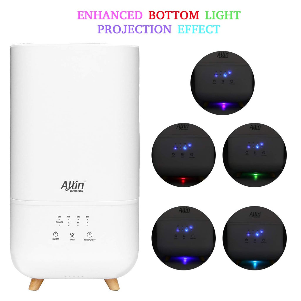 Allin Exporters LH-2030B Top Fill Humidifier with Touch Screen, Night Light & Essential Oil Tray Ultrasonic Cool Mist for Cold & Cough Ideal for Baby Bedroom & Office (4L, Wooden)