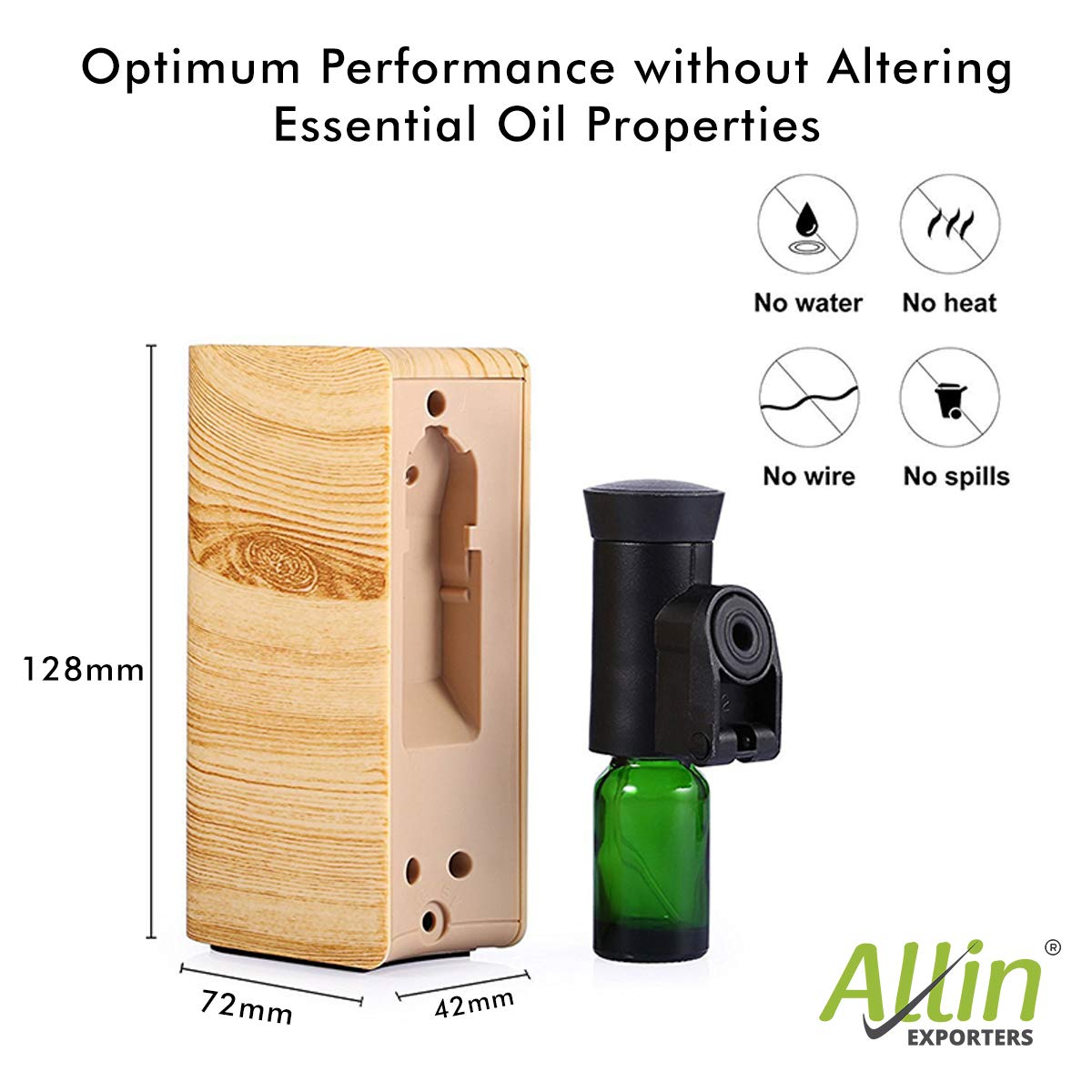 Allin Exporters Waterless Essential Oil Aroma Diffuser Air Purifier Wireless & Portable Rechargeable Aromatherapy Nebulizer for Home Car Office Yoga Spa (3W)
