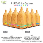 Allin Exporters DT-203LW Aromatherapy Diffuser Essential Oil 4 in 1 to Purify, Ionize, Humidify & Spread Aroma Ultrasonic Humidifier Cool Mist with 7 Color Changing LED Lights (100ml, Light Wood)
