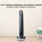 Allin Exporters H-189 Cool Mist Ultrasonic Floor Humidifier, Negative Ion Generator, Air Purifier with LED Display, Remote Control and Timer (Grey, 6L)