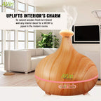 Allin Exporters DT-502LW Aromatherapy Diffuser Essential Oil 4 in 1 to Purify, Ionize, Humidify & Spread Aroma Ultrasonic Humidifier Cool Mist with 7 Changing LED Lights (500ml, Light Wood)