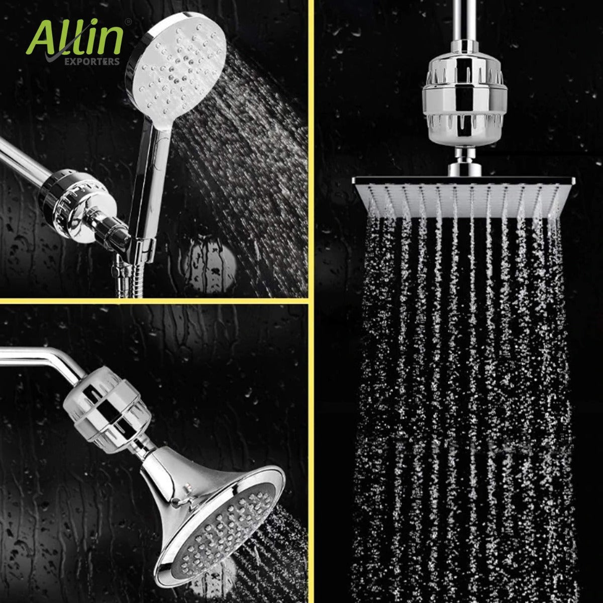 Allin Exporters 15 Stage Shower Filter Tap Hard Water Softener with Replaceable Multi-Stage Cartridge Activated Carbon for Chlorine Removal, Skin & Hair Conditioning