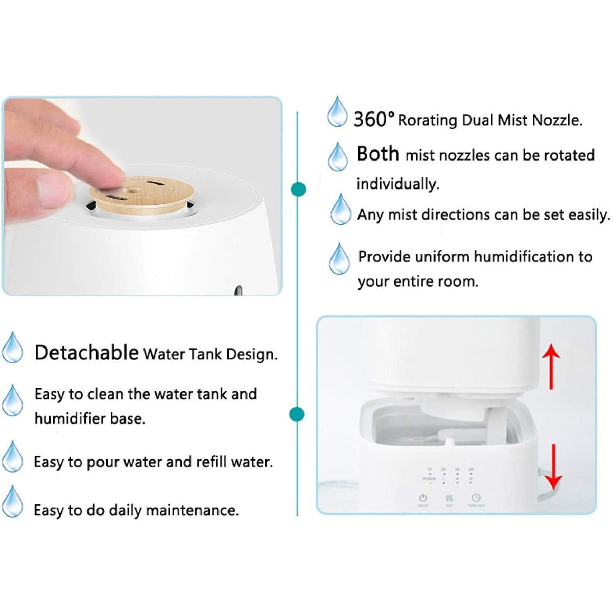 Allin Exporters LH-2029-B Top Fill Ultrasonic Humidifier & Air Purifier with Adjustable Cool Mist, Timer & Waterless Auto-Off Ideal for Home, Bedroom, Office, Baby Room (3.0L, Wooden)