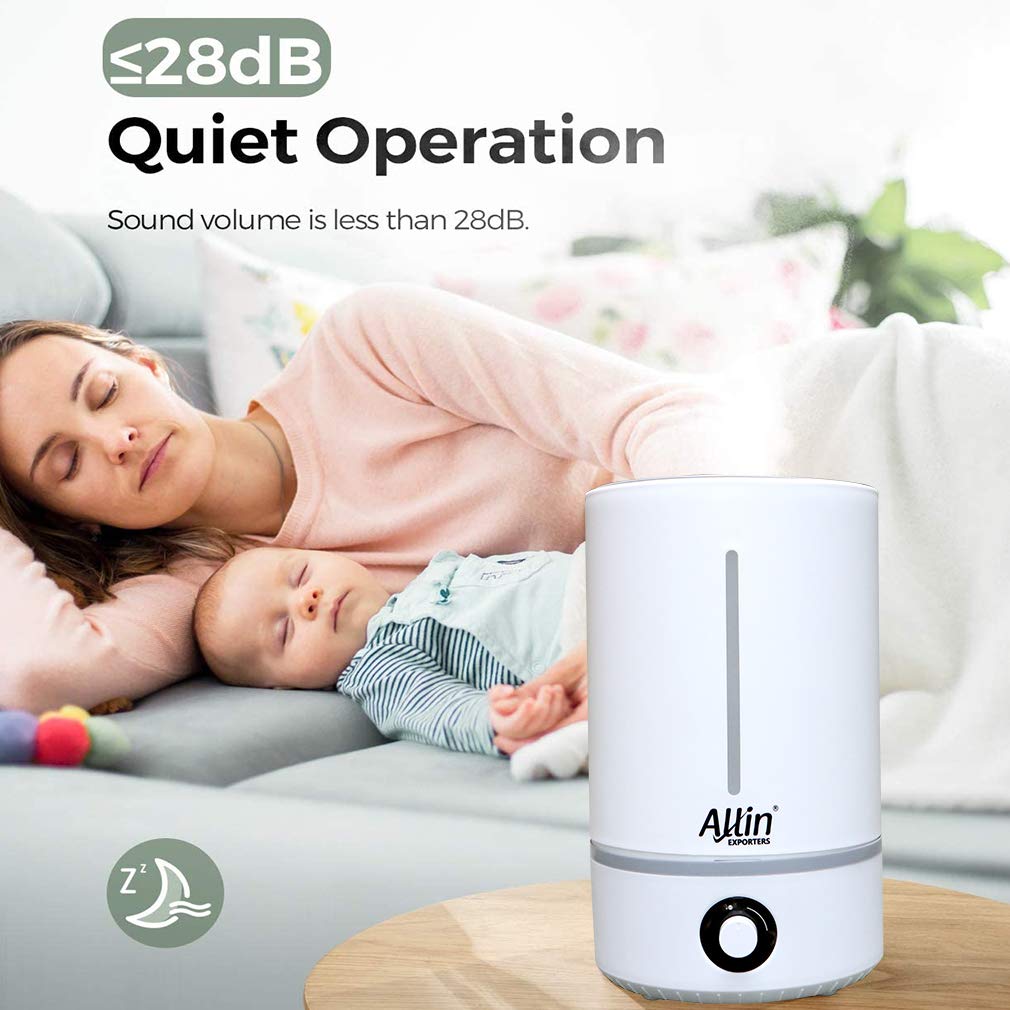 Allin Exporters ZM1807 Cool Mist Ultrasonic Humidifier Overnight Air Purifier with Adjustable Mist & Auto Shut-Off for Home Office Bedroom Baby Room (6.8 L)