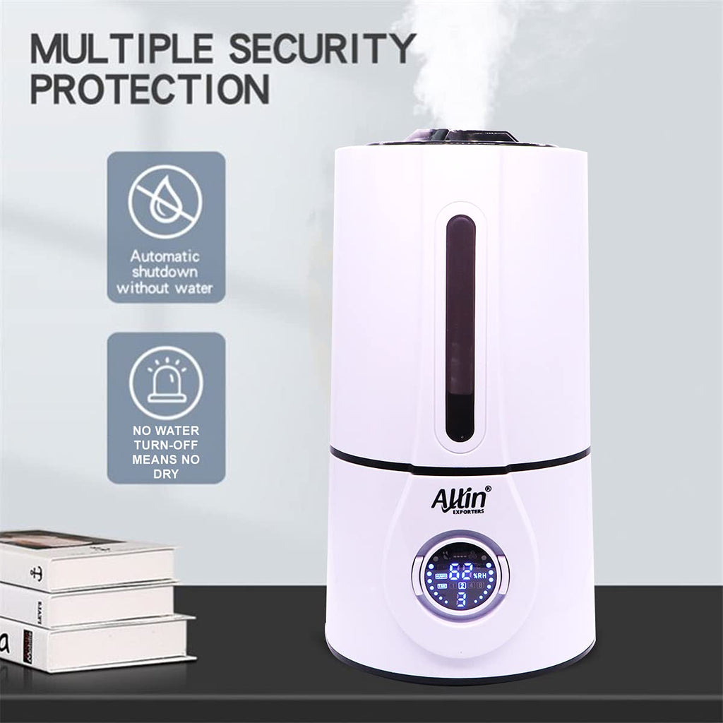 Allin Exporters J816 Ultrasonic Humidifier Cool Mist Air Purifier with Remote Control & Digital LED Display for Dryness, Cold & Cough Large Capacity for Room, Baby, Plants, Bedroom (3L)