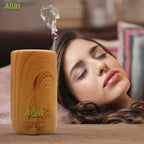Allin Exporters DT-108LW Aromatherapy Diffuser Essential Oil 4 in 1 to Purify, Ionize, Humidify & Spread Aroma Ultrasonic Humidifier Cool Mist with 7 Color Changing LED Lights (70ml, Light Wood)