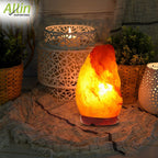 Allin Exporters Himalayan Rock Salt Lamp with Neem Wooden Base and 15W Pigmy Night Light Bulb - Natural Crystal Air Purifier Negative Ion Generator