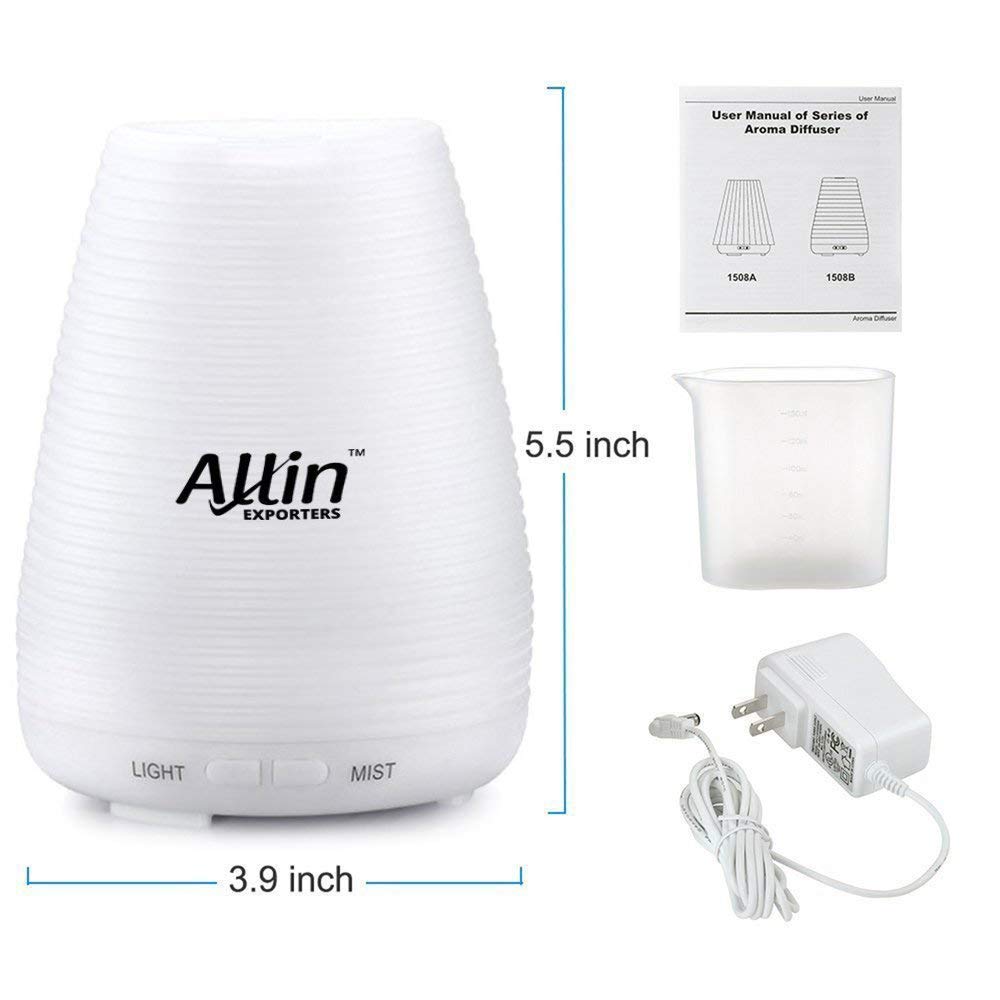 Allin Exporters DT-1508B 100ml 2 in 1 Ultrasonic Humidifier & Essential Oil Aroma Diffuser Cool Mist with 7 Color LED Lights