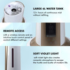 Allin Exporters H-189 Cool Mist Ultrasonic Floor Humidifier, Negative Ion Generator, Air Purifier with LED Display, Remote Control and Timer (Gold, 6 L)