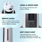 Allin Exporters H-189 Cool Mist Ultrasonic Floor Humidifier, Negative Ion Generator, Air Purifier with LED Display, Remote Control and Timer (Grey, 6L)