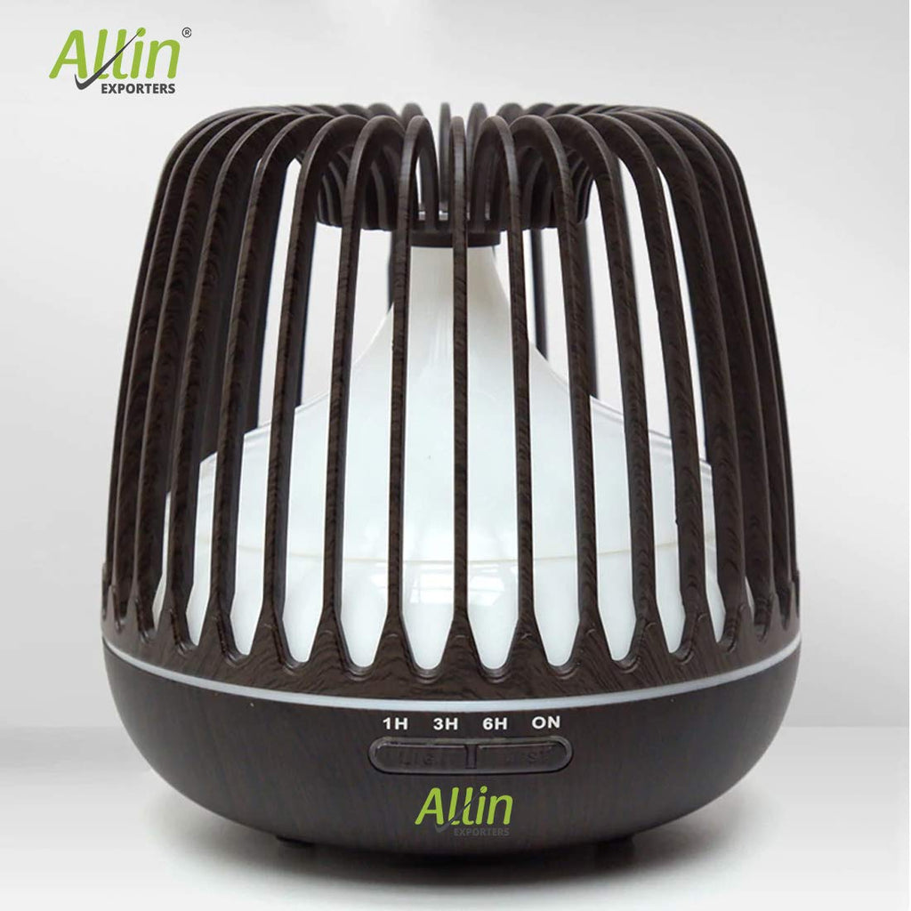 Allin Exporters DT-506H Aromatherapy Diffuser Essential Oil 4 in 1 to Purify, Ionize, Humidify & Spread Aroma Ultrasonic Humidifier Cool Mist with 7 Color Changing LED Lights (500ml, Dark Wood)
