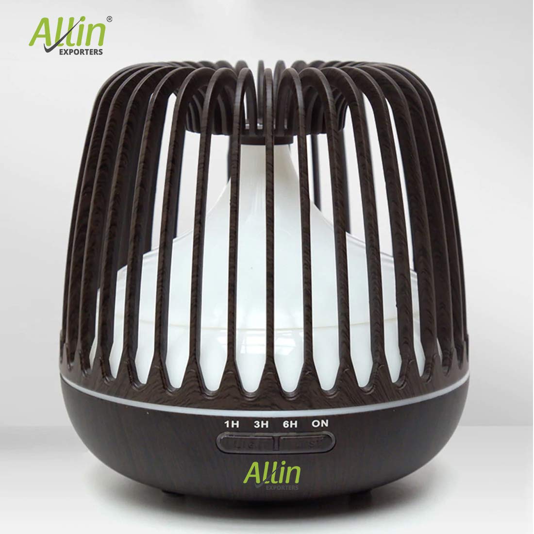 Allin Exporters DT-506H Aromatherapy Diffuser Essential Oil 4 in 1 to Purify, Ionize, Humidify & Spread Aroma Ultrasonic Humidifier Cool Mist with 7 Color Changing LED Lights (500ml, Dark Wood)