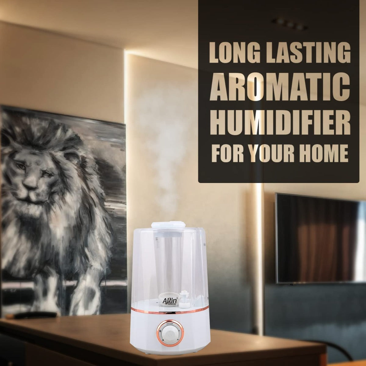 Allin Exporters LP-2112W Ultrasonic Humidifier Cool Mist Air Purifier for Dryness, Cold & Cough Large Capacity for Room, Baby, Plants, Bedroom (3.5L)