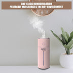 Allin Exporters Mini Ultrasonic Humidifier USB Portable Air Purifier Nano Atomization with LED Light & Filter Type for Car, Office Table, Cabin and Small Rooms (160 ml, Pink)