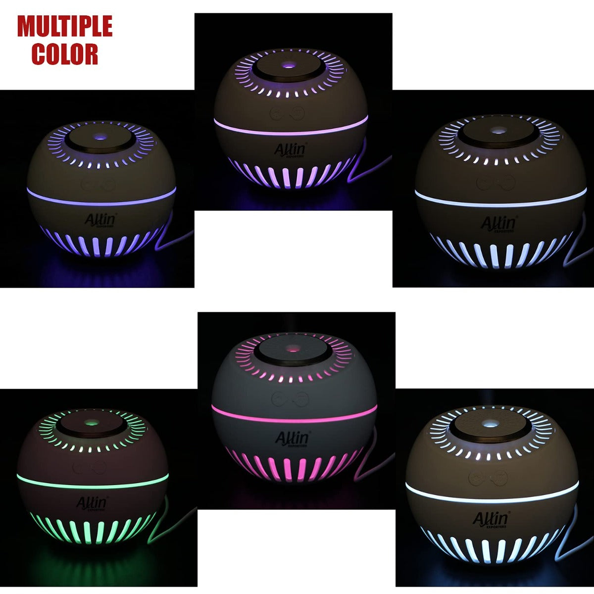 Allin Exporters 3-in-1 Mini Ultrasonic Humidifier with USB Fan & Reading Night Light Portable Air Purifier Nano Atomization for Car, Office Table, Cabin and Small Rooms (160 ml, White)