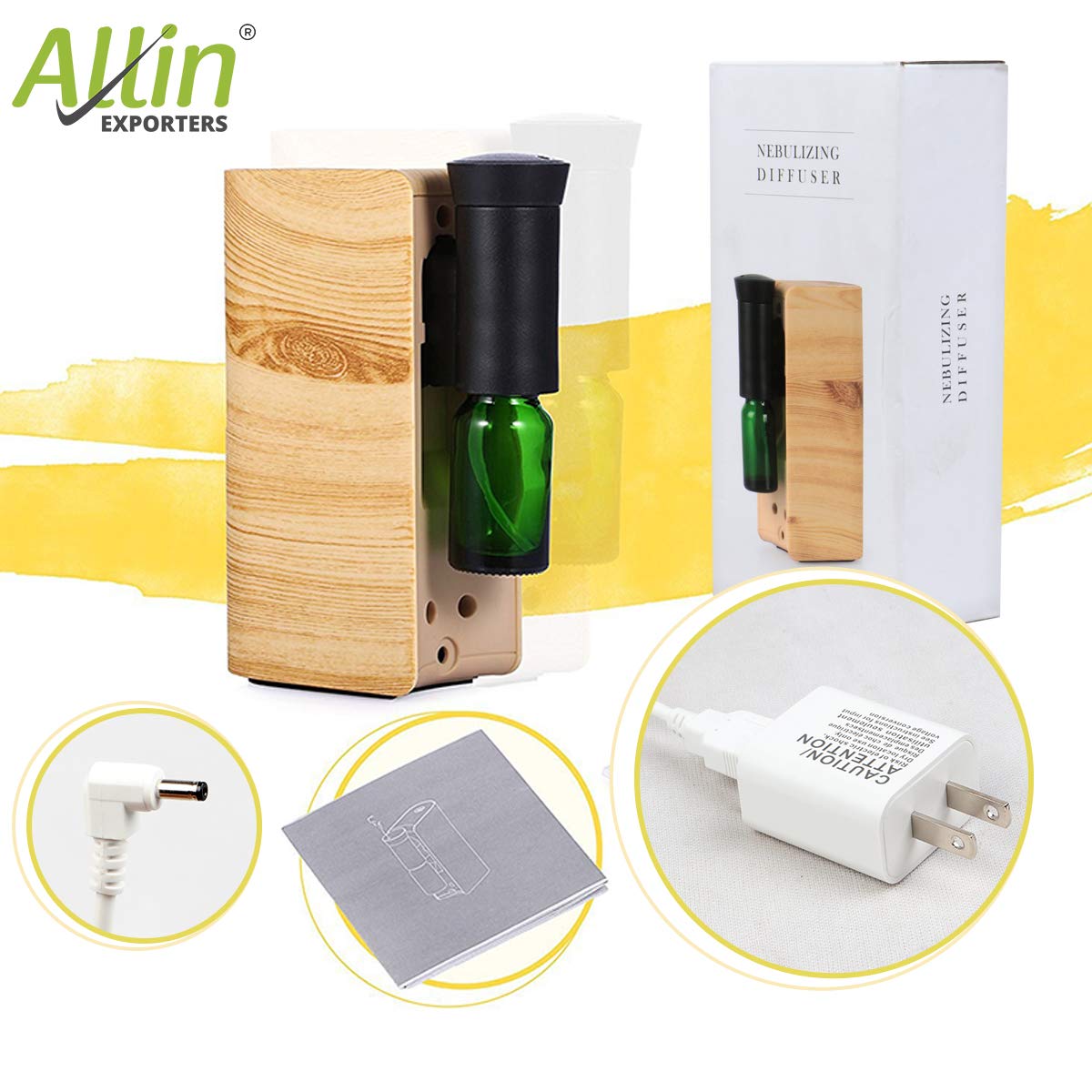 Allin Exporters Waterless Essential Oil Aroma Diffuser Air Purifier Wireless & Portable Rechargeable Aromatherapy Nebulizer for Home Car Office Yoga Spa (3W)