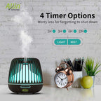 Allin Exporters DT-506H Aromatherapy Diffuser Essential Oil 4 in 1 to Purify, Ionize, Humidify & Spread Aroma Ultrasonic Humidifier Cool Mist with 7 Color Changing LED Lights (500ml, Dark Wood)