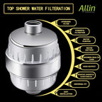 Allin Exporters 15 Stage Shower Filter Tap Hard Water Softener with Replaceable Multi-Stage Cartridge Activated Carbon for Chlorine Removal, Skin & Hair Conditioning